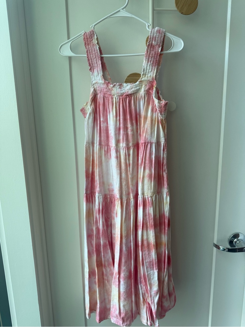 Pink Tie-Dye Tiered Sleeveless Sundress
